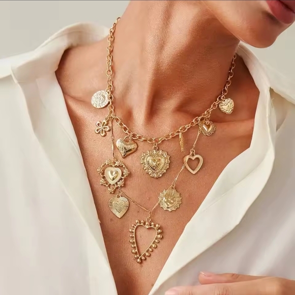 Gold Heart Charm Necklace - Picture 3 of 5